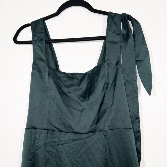 New Show Me Your Mumu Deep Emerald Luxe Satin Claire Midi Dress Large - Picture 4 of 10